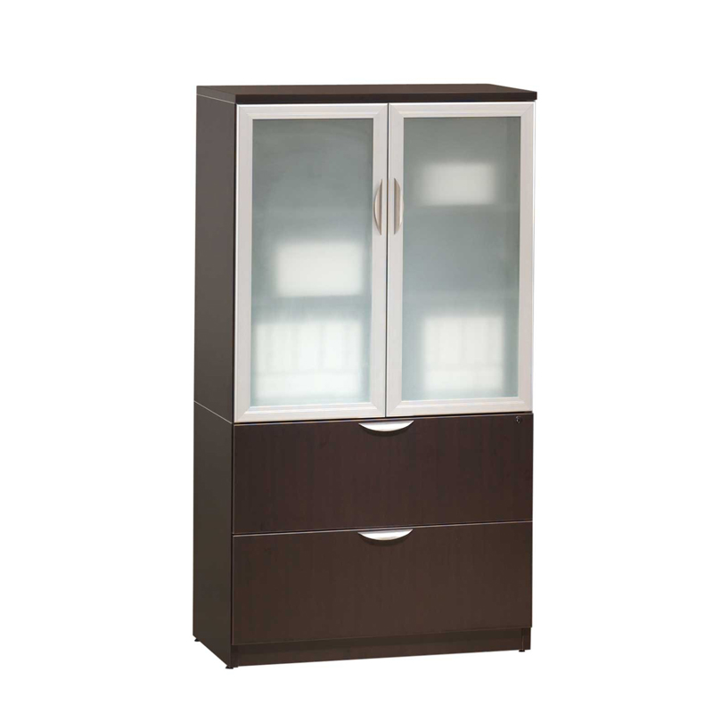 Classic Glass Door Storage Cabinet/Lateral File Combo