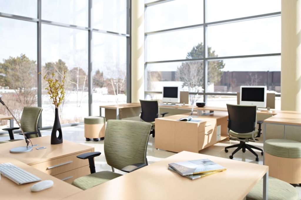 Longmont Office with individual workstations and large window