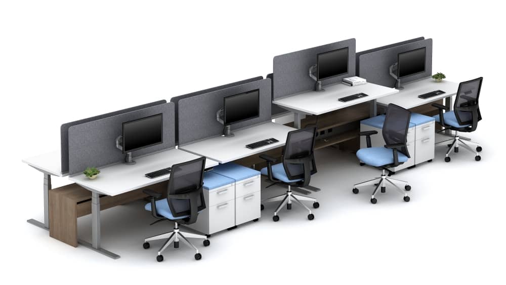 Individual workstations in open office