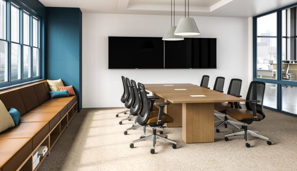 Calibrate Conference Table and Chairs in boardroom